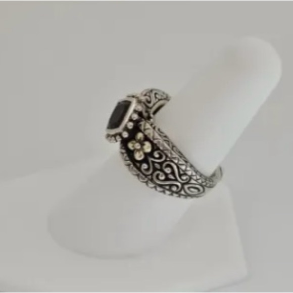 Barbara Bixby Sterling Silver and 18K Gold Cushion Cut Garnet Ring - Picture 5 of 15